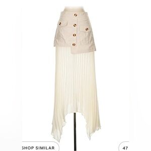 Commense Cream High Low Skirt with Button Detail
